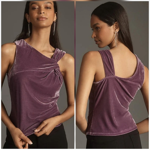 Anthropologie Tops - Anthropologie, New, Sunday in Brooklyn Purple Velvet Sleevless Twist Top SZ XL